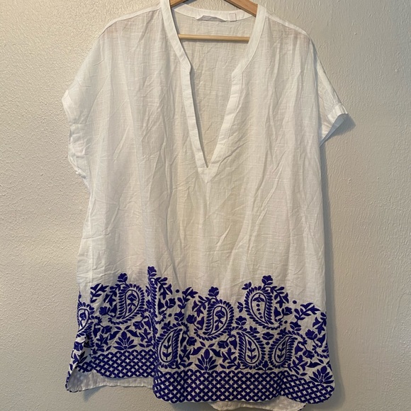 Athleta Tunic | XL | White with Navy Embroidery - Picture 4 of 8